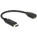   Delock 65578 15cm USB Type-C 2.0 apa - USB 2.0 micro-B típusú anya fekete adatkábel