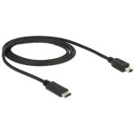   Delock 83603 1m USB Type-C 2.0 apa - USB 2.0 mini-B típusú apa fekete kábel