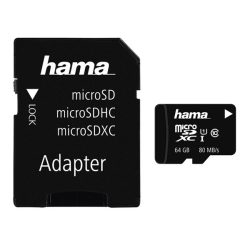HAMA 64GB SD micro (SDXC Class 10 UHS-I) memória kártya adapterrel HAMA 64GB SD micro (SDXC Class 10 UHS-I) memória kártya adapterrel