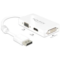 Delock 62655 Displayport 1.1 dugó > VGA / HDMI / DVI hüvely passzív fehér adapter