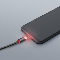 Delight LED fénnyel microUSB 1m fekete adatkábel