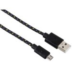 Hama micro USB - USB A 1m fekete szövet adatkábel