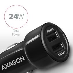 Axagon PWC-5V5 2.4A + 2.4A fekete autós töltő