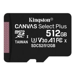 Kingston 512GB SD micro Canvas Select Plus (SDXC Class 10 A1) (SDCS2/512GBSP) memória kártya