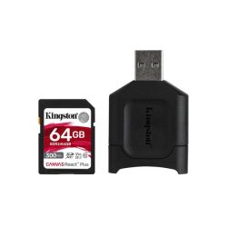 Kingston 64GB SD Canvas React Plus (SDXC Class 10 UHS-II U3) (MLPR2/64GB) memóriakártya + olvasó