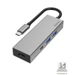   Hama 200107 ezüst USB 3.1 Type-C HUB (2x USB A, 1x USB TYPE-C, HDMI)