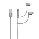   Skross 3IN1CABLE-120-STEEL 1,2m microUSB/Type-C/Lightning adat- és töltőkábel