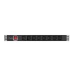   Lanberg PDU-08I-0200-C20-BK 2m vezetékkel 19"/1U 8xC13 aljzat C20 csatlakozóvéggel fekete elosztósor kapcsolóval