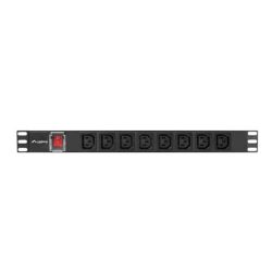 Lanberg PDU-08I-0200-C20-BK 2m vezetékkel 19"/1U 8xC13 aljzat C20 csatlakozóvéggel fekete elosztósor kapcsolóval