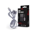   Maxlife TF-0168 1m 3in1 Lightning/microUSB/Type C 2A ezüst adat- és töltőkábel