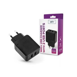 Setty TF-0183 2,4A 2xUSB fekete hálózati töltő adapter