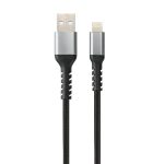   AVAX CB401G STEELY 1,5m 20W USB A-Lightning gyorstöltő sodorszálas acélszürke adat- és töltőkábel