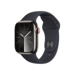   Apple Watch S9 Cellular (41mm) grafit rozsdamentes acél tok , éjfekete sport szíj (M/L) okosóra