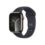   Apple Watch S9 Cellular (45mm) grafit rozsdamentes acél tok , éjfekete sport szíj (M/L) okosóra