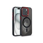   Haffner PT-6832 Apple iPhone 15 Edge Mag Cover fekete/piros/átlátszó szilikon hátlap