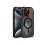   Haffner PT-6838 Apple iPhone 15 Pro Max Edge Mag Cover fekete/piros/átlátszó szilikon hátlap