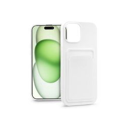 Haffner PT-6843 Apple iPhone 15 Plus Card Case fehér szilikon hátlap kártyatartóval