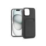   Haffner PT-6844 Apple iPhone 15 Plus Card Case fekete szilikon hátlap kártyatartóval