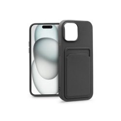 Haffner PT-6844 Apple iPhone 15 Plus Card Case fekete szilikon hátlap kártyatartóval