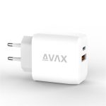   AVAX CH631W FIVEY+ 25W GaN USB A (QC)+Type C (PD) fehér hálózati gyorstöltő