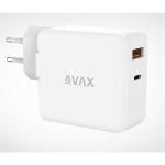   AVAX CH632W FIVEY+ 45W GaN USB A (QC)+Type C (PD) fehér hálózati gyorstöltő