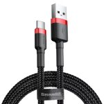   Baseus CATKLF-U91 Cafule 3m 2A USB A/USB C piros-fekete adat- és töltőkábel