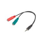   Lanberg AD-0023-BK 20cm Mini Jack 3.5 mm apa 4pin - 2x Mini Jack 3.5mm anya 3pin fekete átalakító kábel