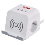   Emos P0222CQ 2 m/2 aljzat/fehér/2×USB-A+1×USB-C+Qi/1,5 mm2 hosszabbító -kocka