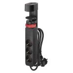   Emos P1321PD 1,5 m/3 aljzat/kapcsoló/asztalra szerelhető/USB/fekete/PVC/1,5 mm2 hosszabbító kábel
