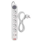   Emos P1523PD 3 m/5 aljzat/kapcsolós/fehér/1× USB-A + 1× USB-C /1,5 mm2 hosszabbító