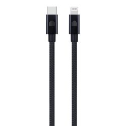 Dviced DV120004 25cm Type-C - Lightning fekete szőtt borítású adat- és töltőkábel