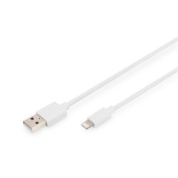 DIGITUS High Speed 2.0 aranyozott fehér Lightning töltőkábel 1m