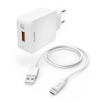   Hama 00201626 "QC 3.0" USB -Type-C kábellel (19,5w), fehér fic e3 hálózati töltő szett