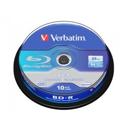VERBATIM 43742 BD-R 25GB/6x/fehér-kék írható felület/egyszer írható Blu-Ray 10db/csomag