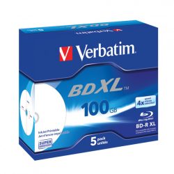 VERBATIM 43789 BD-R XL 100GB/4x/nyomtatható felület/egyszer írható Blu-Ray 5db/csomag