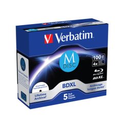 VERBATIM 43834 M-DISC BD-R 100GB/lifetime archival/4x/nyomtatható felület/egyszer írható Blu-Ray 5db/csomag