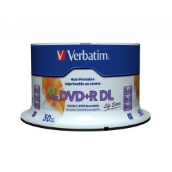 VERBATIM 97693 DVD+R 8,5GB/kétrétegű/8x/nyomtatható felület/egyszer írható DVD 50db/csomag