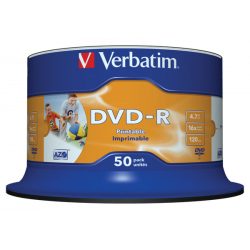 VERBATIM 43533 DVD-R 4,7GB/16x/nyomtatható felület/egyszer írható DVD 50db/csomag