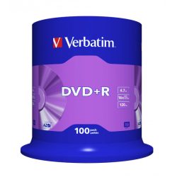 VERBATIM 43551 DVD+R 4,7GB/16x/matt ezüst írható felület/egyszer írható DVD 100db/csomag