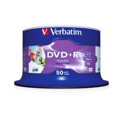 VERBATIM 43512 DVD+R 4,7GB/16x/nyomtatható felület/egyszer írható DVD 50db/csomag