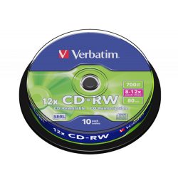 VERBATIM 43480 CD-RW 700MB/12x/karcálló írható felület/újraírható CD 10db/csomag