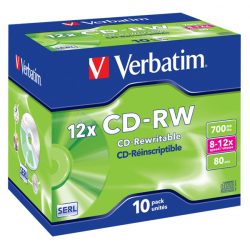 VERBATIM 43148 CD-RW 700MB/12x/karcálló írható felület/újraírható CD 10db/csomag