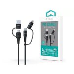   Devia ST351167 Extreme Speed Series Multi Functions 4in1 USB-A/Type-C/Lightning fekete adat és töltőkábel