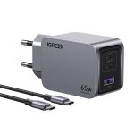   UGREEN Nexode Pro 65W USB/2xUSB-C fekete hálózati töltő + Type-C kábel