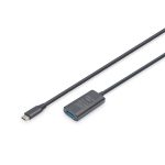   DIGITUS DA-73110 SuperSpeed Aktív USB-A 3.2 Gen1 USB type-C hosszabbító kábel 5m