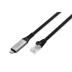 DIGITUS Cat.6A 1GbE RJ45 S/FTP LSZH USB 3.2 Gen1 type-C Ethernet kábel 10m