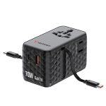   Verbatim 30186 Charge n Travel 70W fekete univerzális utazó adapter 2xUSB-C kábellel