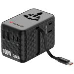   Verbatim 30191 Charge n Travel 100W fekete univerzális utazó adapter USB-C kábellel