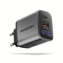 Axagon ACU-PQ67D PD3.0 & QC4+ 2× OUTPUTS, LCD kijelzővel és két kimenettel (USB-A + USB-C) 67W GaN hálózati töltő Axagon ACU-PQ67D PD3.0 & QC4+ 2× OUTPUTS, LCD kijelzővel és két kimenettel (USB-A + USB-C) 67W GaN hálózati töltő