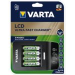   Varta LCD Ultra Fast Charger AA/AAA NiMH/NiCd akkumulátor töltő fekete + 4x AA NiMH 2100mAh battery